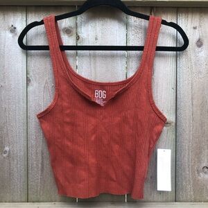 BDG Urban Outfitters Crop Top Size L Sleeveless Rust Orange Ribbed Tank NWT